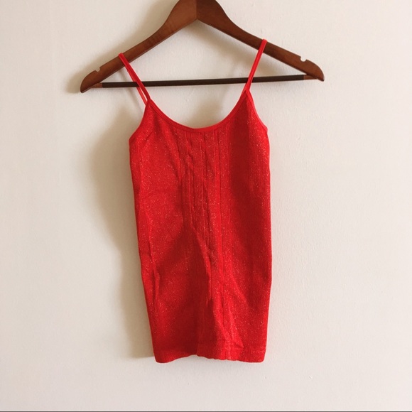 Free People Tops - Free People Intimately Red Gold Sparkle Cami Tank